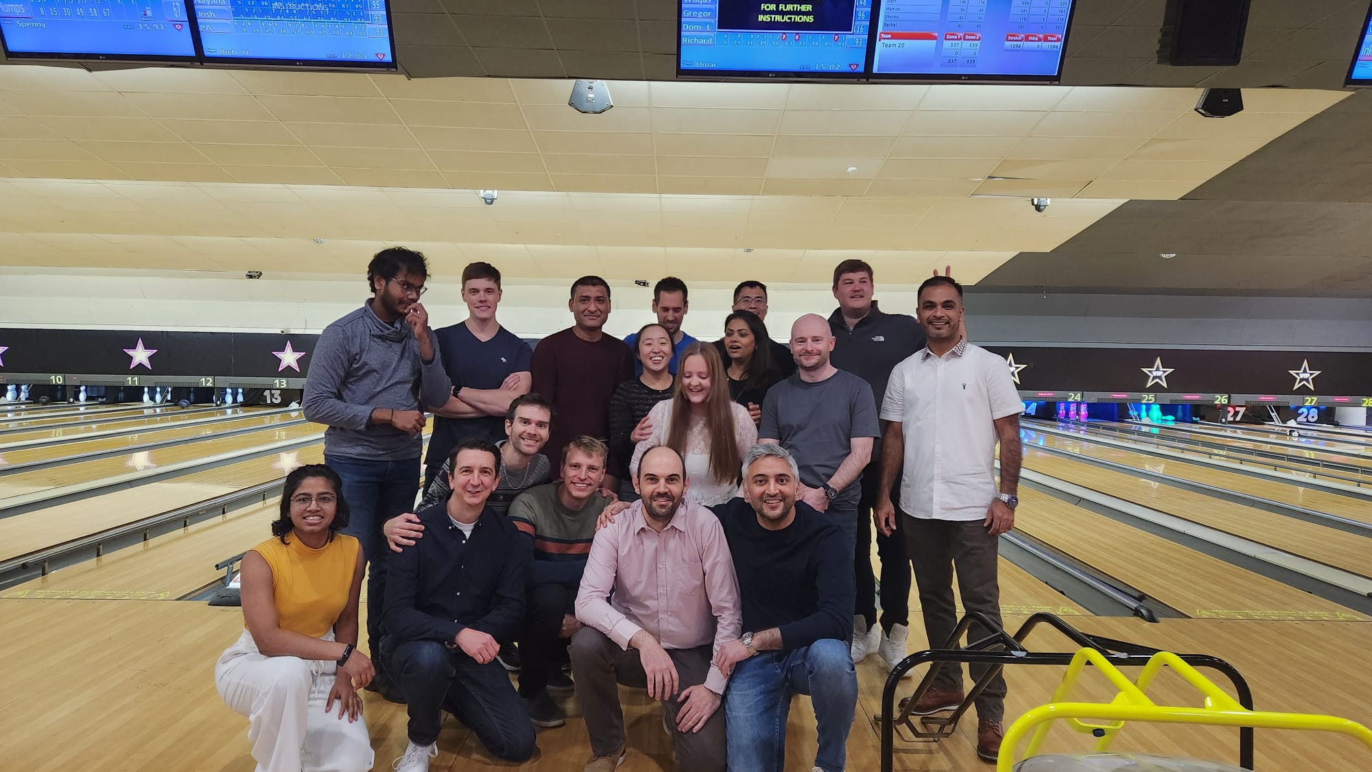 Club members at a bowling social event